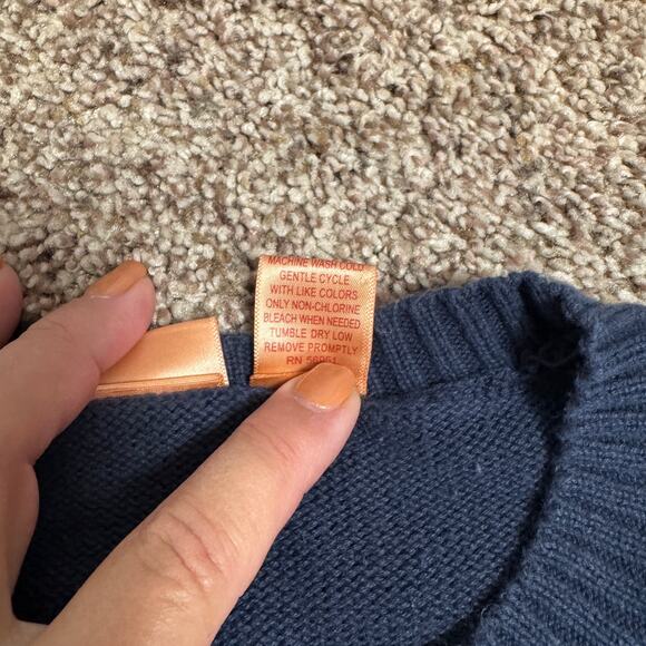 Y2K Vintage Argyle Cardigan NorthCrest L Blue Tan Cotton GUC Preppy Academia - Picture 6 of 8